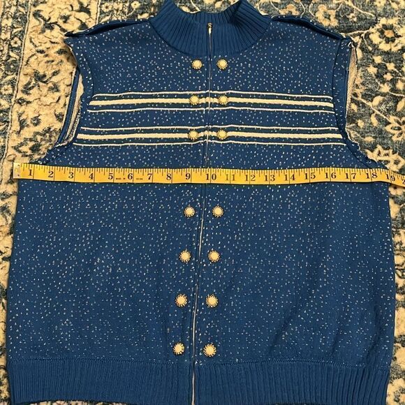 Vintage ST. John Blue Man Made Zipper Closure Vest - Picture 5 of 9